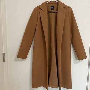 Zara Small tan buttonless blazer coat, amazing condition